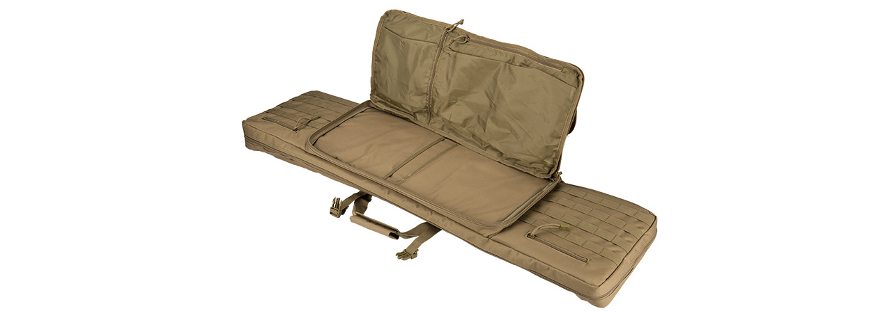 LANCER TACTICAL 48" DOUBLE GUN BAG 600D PVC MOLLE BELT RIFLE BAG (TAN)