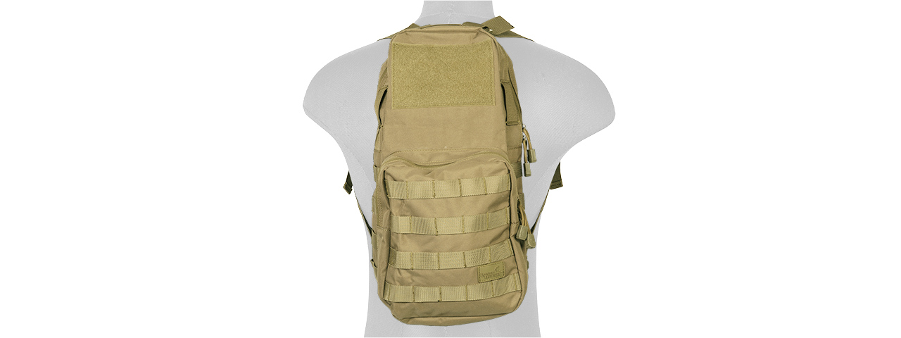 Lancer Tactical 1000D Nylon Airsoft Molle Hydration Backpack (Color: Khaki) - Click Image to Close