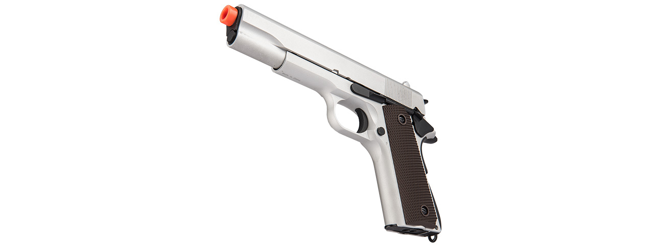 Double Bell M1911 GBB Airsoft Pistol Type 1 - Low Velocity (Silver) - Click Image to Close