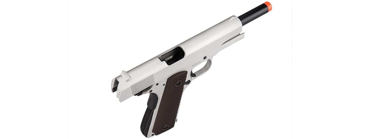 Double Bell M1911 GBB Airsoft Pistol Type 1 - Low Velocity (Silver) - Click Image to Close