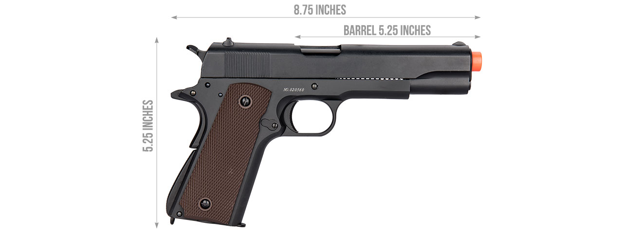 Double Bell M1911 GBB Airsoft Pistol Type 1 - Low Velocity (Black) - Click Image to Close