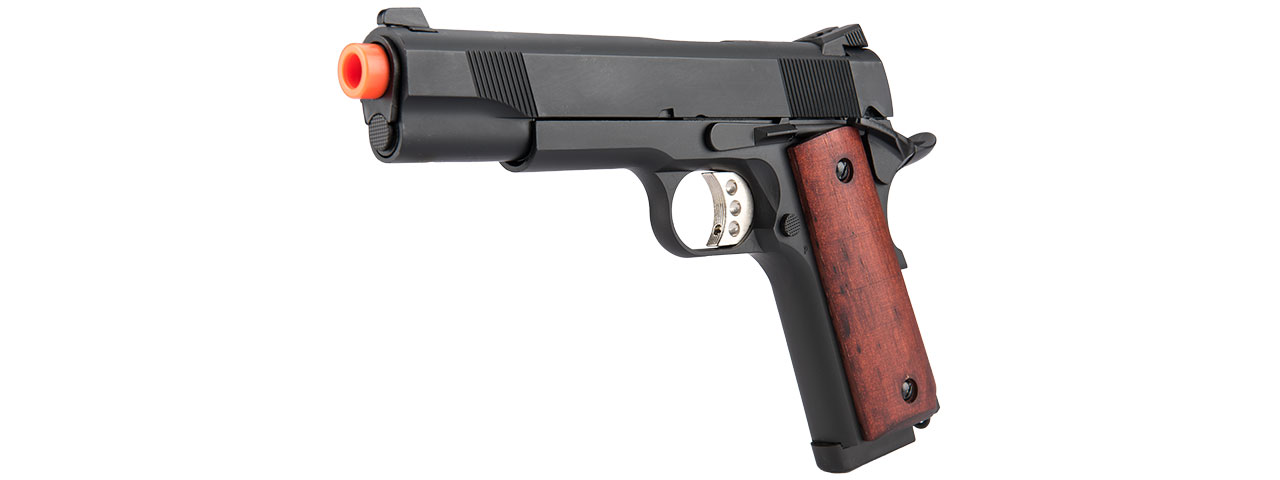 DOUBLE BELL GAS BLOWBACK WOOD GRIP METAL MEU AIRSOFT PISTOL (BLACK) - Click Image to Close