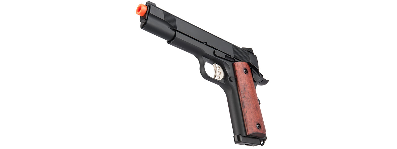 DOUBLE BELL GAS BLOWBACK WOOD GRIP METAL MEU AIRSOFT PISTOL (BLACK)