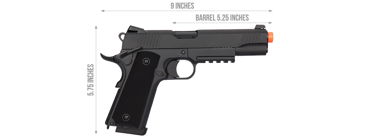 Double Bell Gas Blowback CQB 1911 Tactical Airsoft Pistol (Black) - Click Image to Close