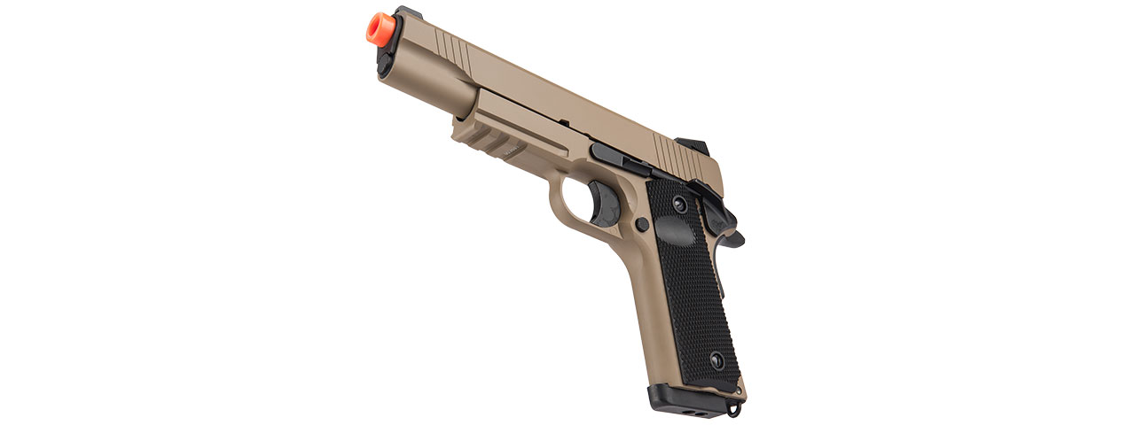 DOUBLE BELL M1911 TACTICAL GBB AIRSOFT PISTOL - LOW VELOCITY (TAN) - Click Image to Close