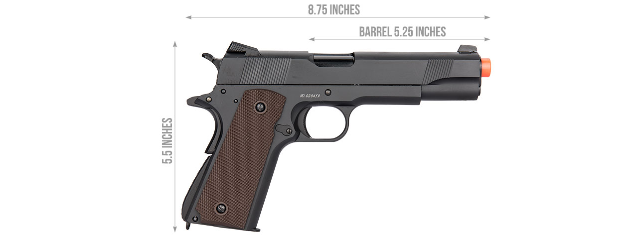 Double Bell M1911 GBB Airsoft Pistol Type 2 - Low Velocity (Black) - Click Image to Close