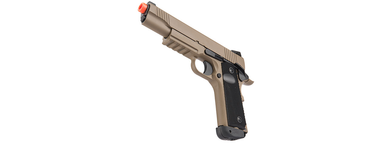 DOUBLE BELL M1911 CQB TACTICAL CO2 BLOWBACK AIRSOFT PISTOL - TAN - Click Image to Close