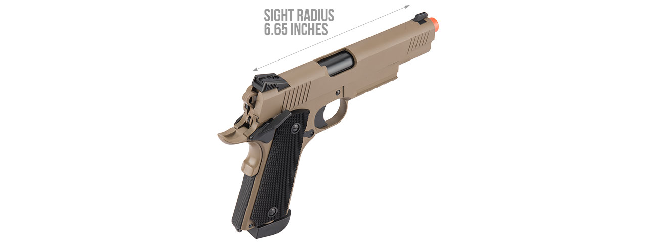 DOUBLE BELL M1911 CQB TACTICAL CO2 BLOWBACK AIRSOFT PISTOL - TAN - Click Image to Close