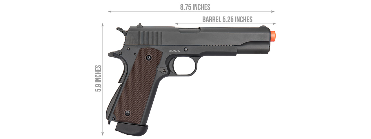 DOUBLE BELL M1911 CO2 BLOWBACK AIRSOFT PISTOL - 400+ FPS (BLACK) - Click Image to Close