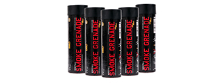 Enola Gaye Pack of 5 WP40 High Output Airsoft Wire Pull Smoke Grenade (Color: Red)