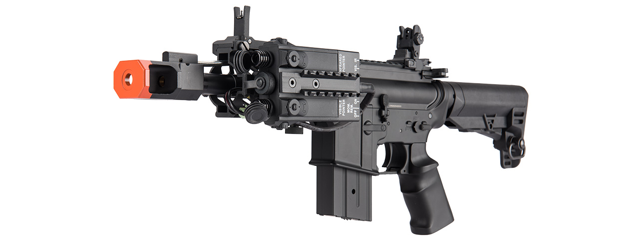 F6630 M4 CQB "TANKER" FULL METAL GEARBOX AEG W/ INTEGRATED METAL RAIL SYSTEM (BLACK) - Click Image to Close