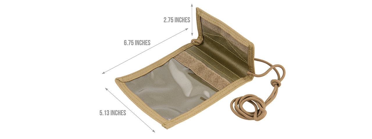 FY-BGA03KH NECK IDENTIFICATION STORAGE WALLET (KHAKI)