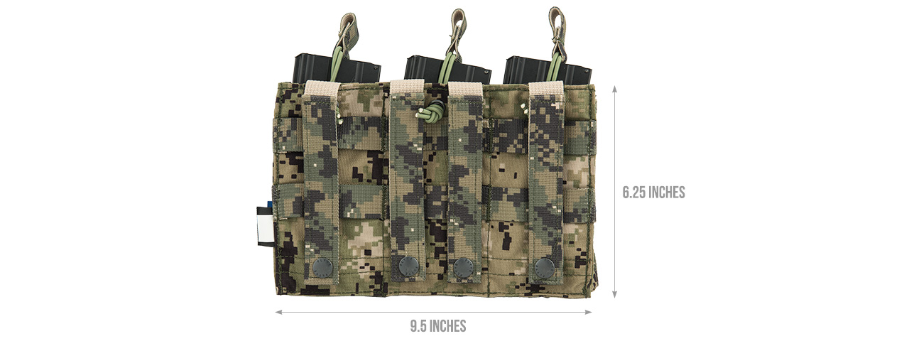 FY-PHM25R2 UNIVERSAL TRIPLE M4/M16 BUNGEE MAGAZINE POUCH (WOODLAND DIGITAL)