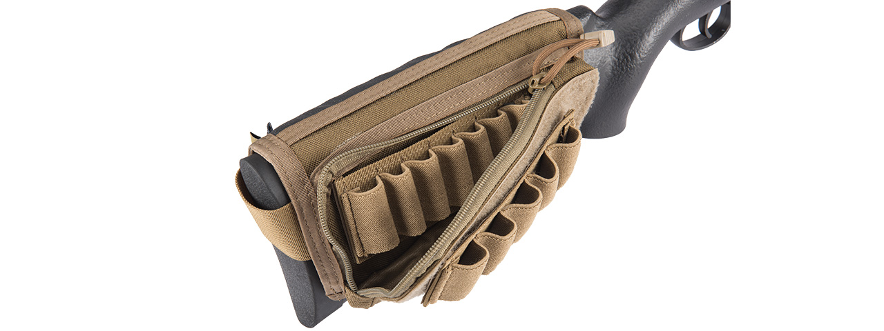 FY-PHO08CB RIFLE CHEEK REST W/ ACCESSORY POUCH (COYOTE BROWN) - Click Image to Close