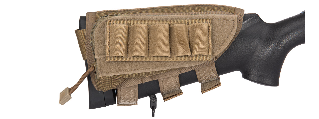 FY-PHO08CB RIFLE CHEEK REST W/ ACCESSORY POUCH (COYOTE BROWN) - Click Image to Close