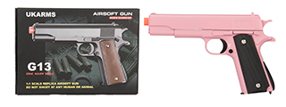 G13P SPRING POWERED 1911 METAL AIRSOFT PISTOL (PINK)