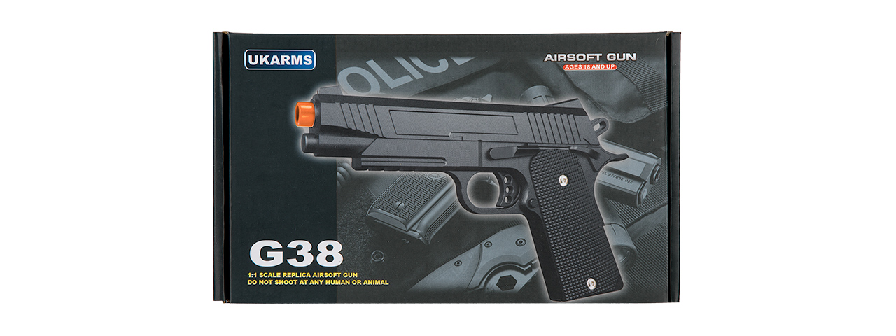 G38B Spring Powered 1911 Metal Training Pistol (Black) - Click Image to Close