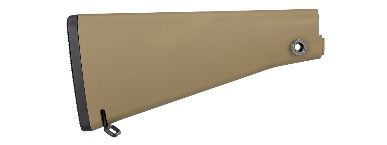 GOLDEN EAGLE FIXED POLYMER FULL LENGTH AIRSOFT RIFLE STOCK (TAN) - Click Image to Close