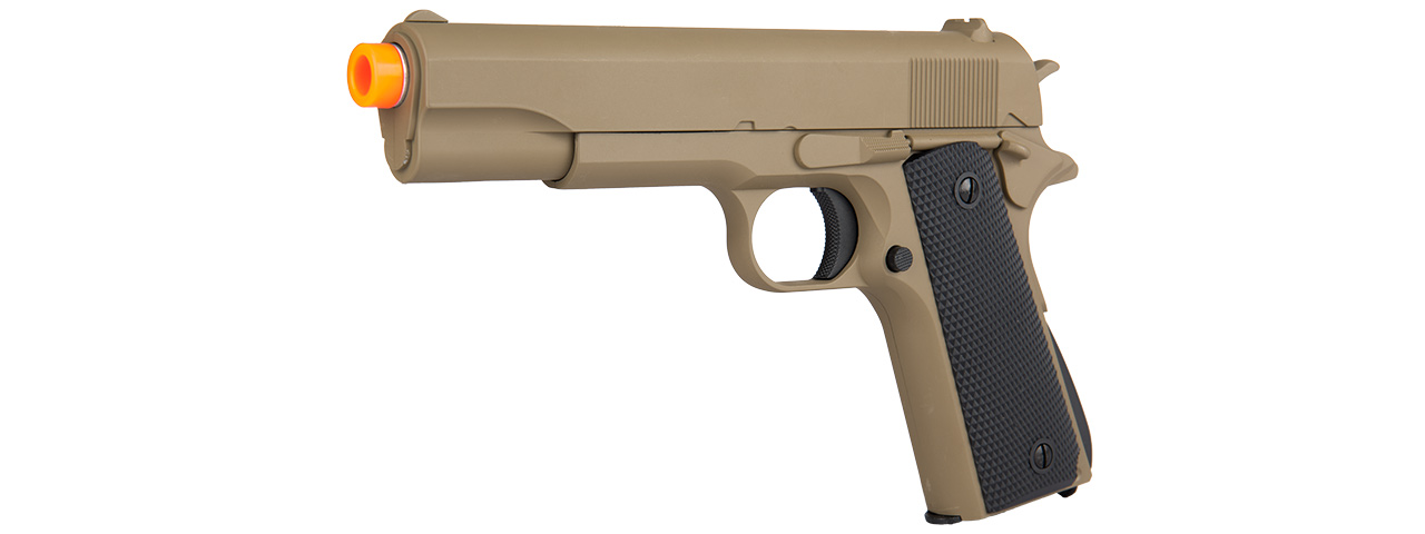 GE3003T M1911 W/ METAL SLIDE AIRSOFT SPRING PISTOL (TAN) - Click Image to Close