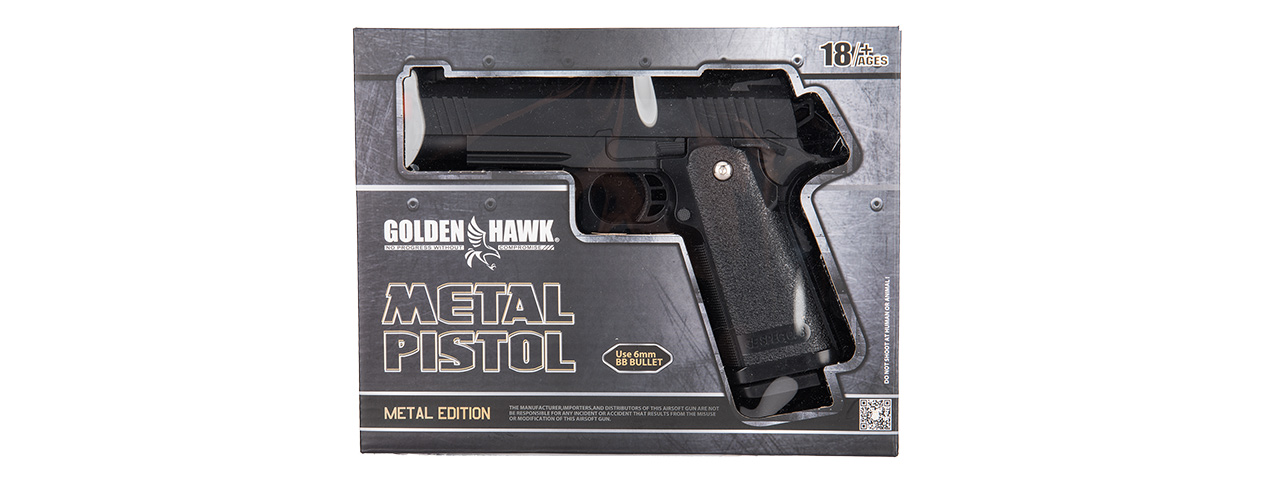 GE3006 GOLDEN HAWK SPRING AIRSOFT HI CAPA PISTOL W/ METAL SLIDE (BLACK) - Click Image to Close