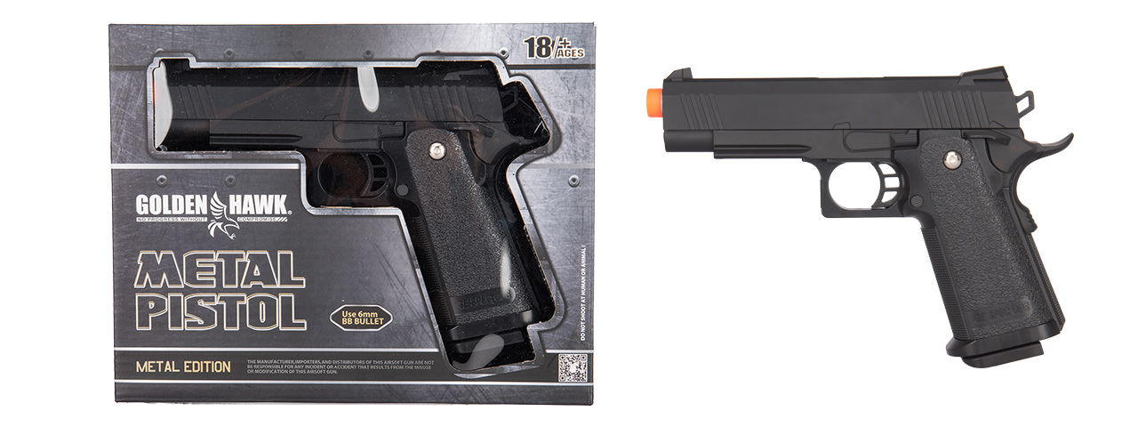 GE3006 GOLDEN HAWK SPRING AIRSOFT HI CAPA PISTOL W/ METAL SLIDE (BLACK)