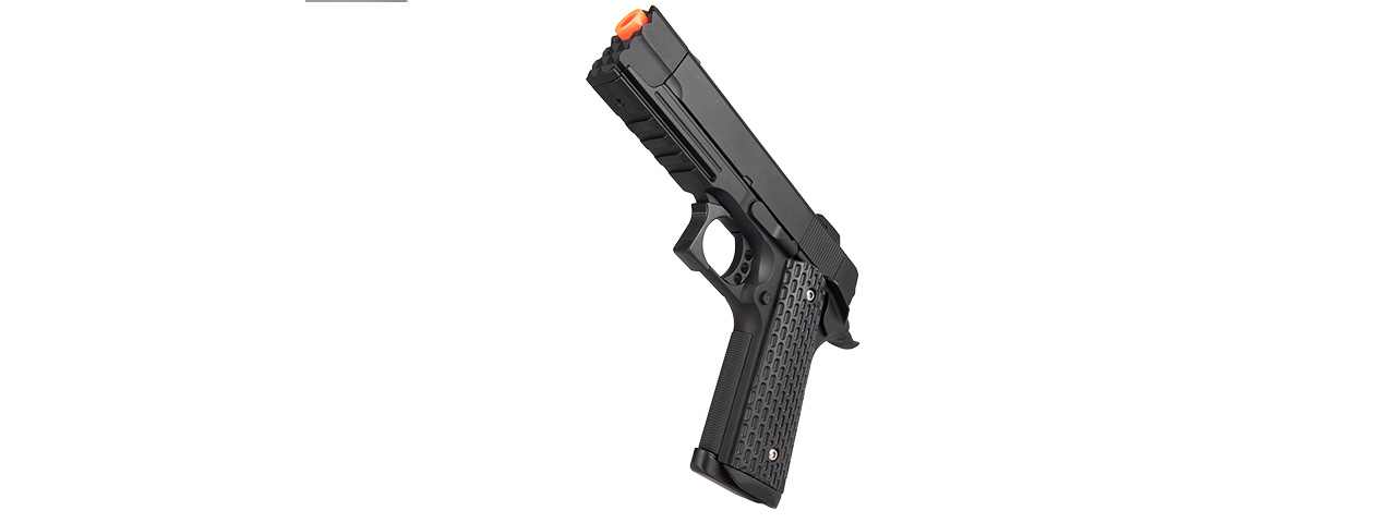 GOLDEN HAWK ZINC M1911 TACTICAL SPRING AIRSOFT PISTOL - BLACK - Click Image to Close