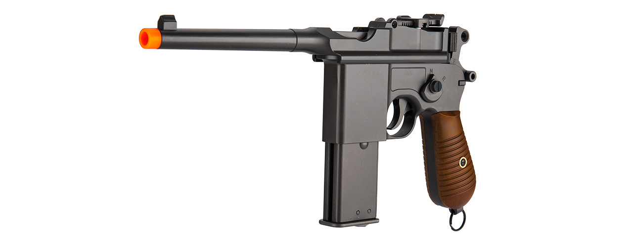 HG-196 GAS NON-BLOWBACK C96 "BOX CANNON" AIRSOFT PISTOL (BLACK) - Click Image to Close