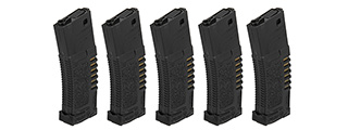 Elite Force Ares Amoeba Pack of 5 300 Round Hi-Cap Airsoft AEG Magazines (Color: Black)