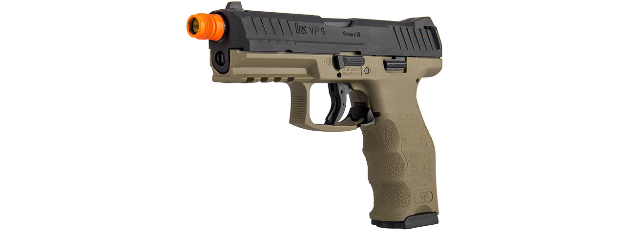 HK-2275025 H&K VP9 Gas Blowback Airsoft Pistol (Dark Earth / Black) - Click Image to Close