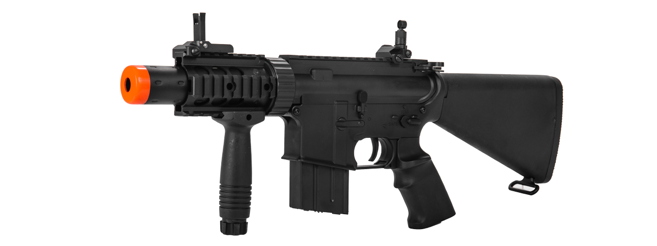 Atlas Custom Works Airsoft M4 Stubby CQB Full Metal w/ Fixed Stock RIS Grip - BLACK - Click Image to Close