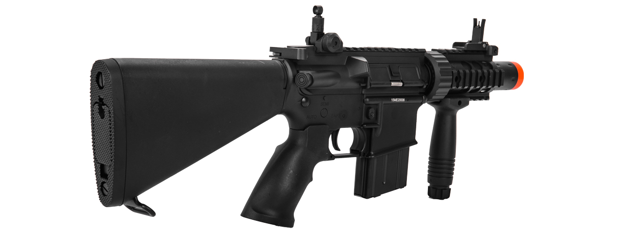 Atlas Custom Works Airsoft M4 Stubby CQB Full Metal w/ Fixed Stock RIS Grip - BLACK - Click Image to Close