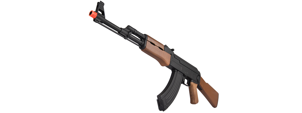 JG0506T FULL METAL AK-47 FULL STOCK FAUX WOOD AEG RIFLE (BLACK) - Click Image to Close