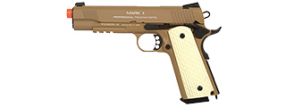 KWA FULL METAL M1911 MKII PTP GAS BLOWBACK PISTOL W/ RAILED FRAME IN DESERT TAN