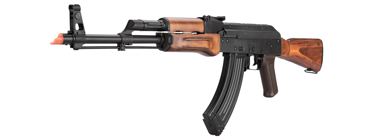LCT AKM Steel Airsoft AEG Rifle w/ Full Stock (Color: Black & Wood) - Click Image to Close