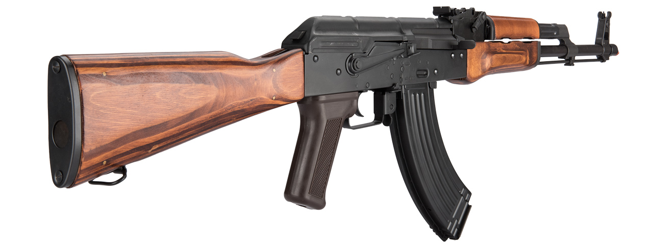 LCT AKM Steel Airsoft AEG Rifle w/ Full Stock (Color: Black & Wood) - Click Image to Close
