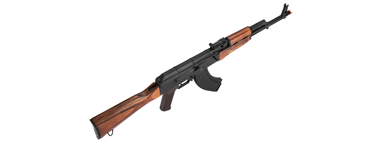 LCT AKM Steel Airsoft AEG Rifle w/ Full Stock (Color: Black & Wood) - Click Image to Close