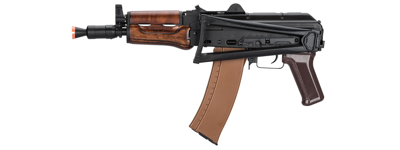 LCT AKS74U ASSAULT RIFLE AEG W/ WOOD FOREGRIP (BLK) - Click Image to Close