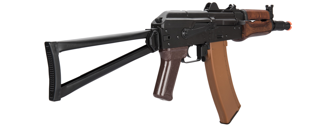 LCT AKS74U ASSAULT RIFLE AEG W/ WOOD FOREGRIP (BLK) - Click Image to Close