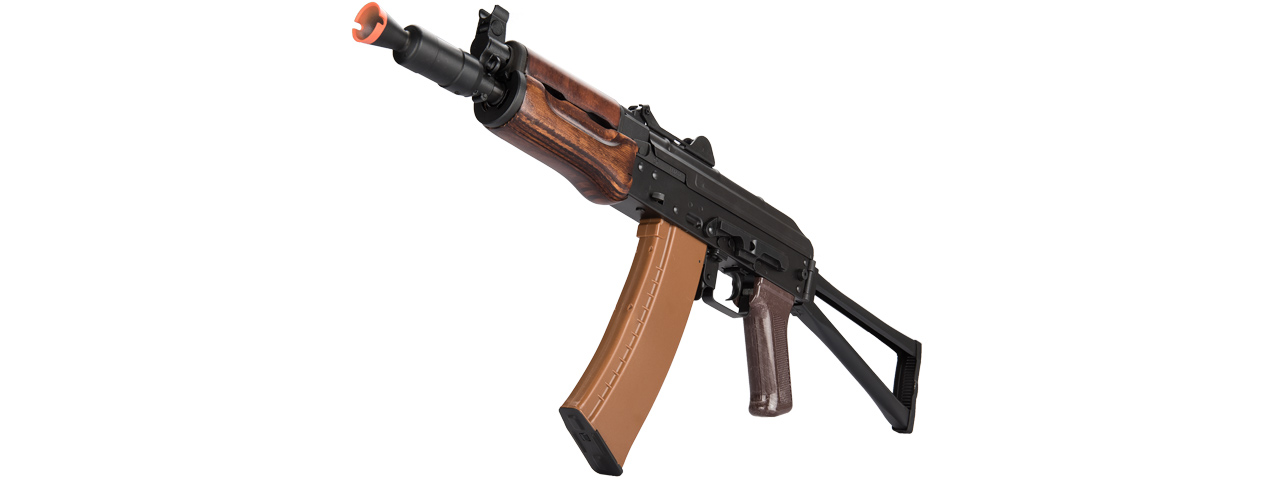 LCT AKS74U ASSAULT RIFLE AEG W/ WOOD FOREGRIP (BLK) - Click Image to Close