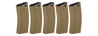 LT-01T-MAG-G2X5 HIGH CAPACITY 300RD METAL AEG GEN 2 MAGAZINE, SET OF 5 (TAN)