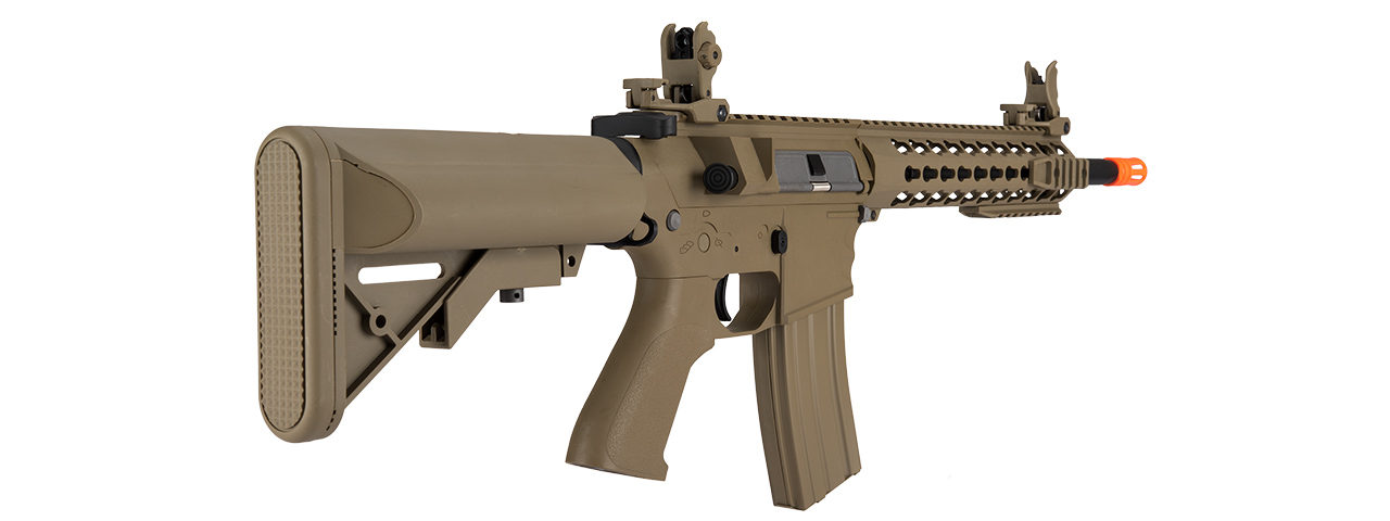 Lancer Tactical Gen 2 10" KeyMod M4 Evo Airsoft AEG Rifle - Tan (Battery and Charger Included) - Click Image to Close