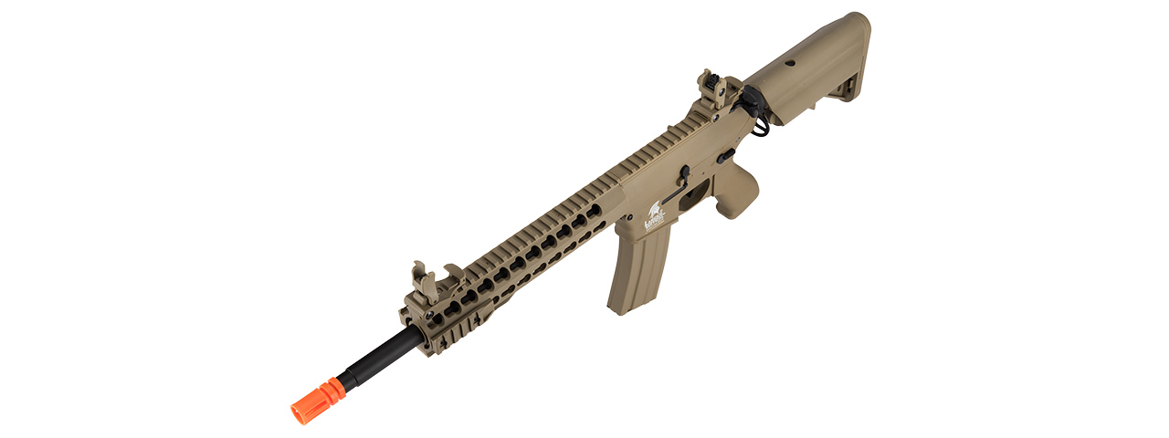 Lancer Tactical Gen 2 10" KeyMod M4 Evo Airsoft AEG Rifle - Tan (Battery and Charger Included) - Click Image to Close