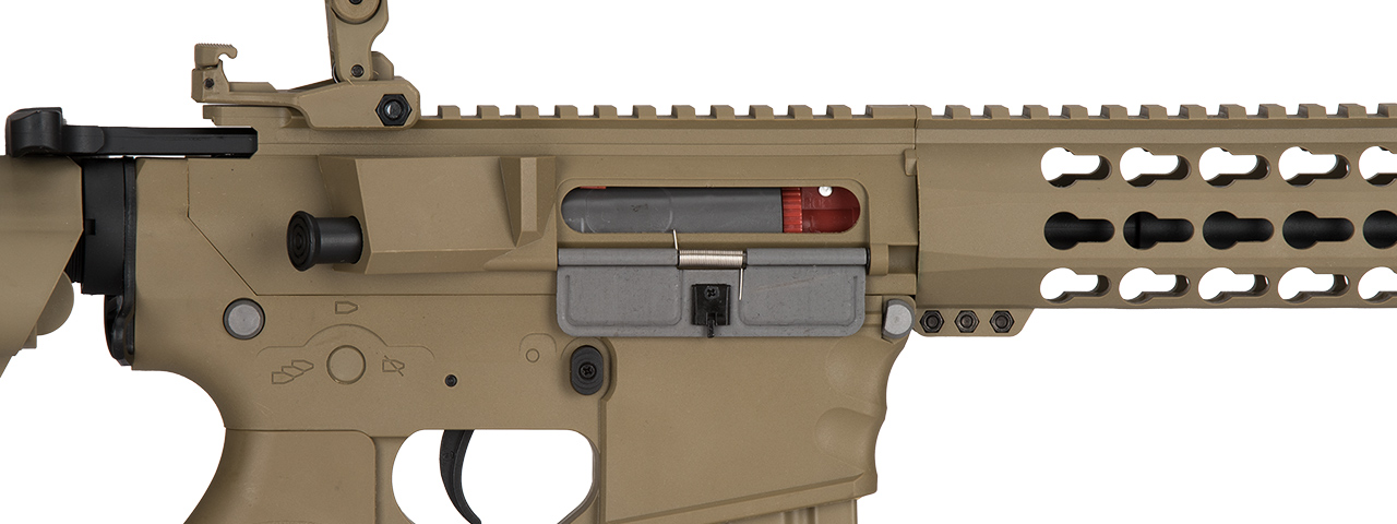 Lancer Tactical Gen 2 10" KeyMod M4 Evo Airsoft AEG Rifle - Tan (Battery and Charger Included) - Click Image to Close