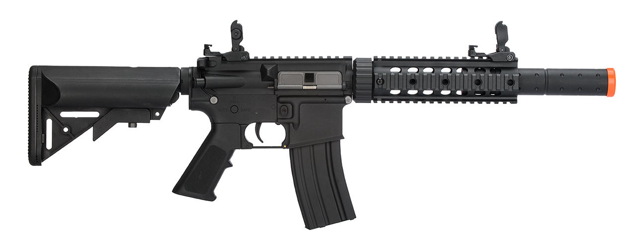 Lancer Tactical Gen 2 M4 SD Carbine Airsoft AEG Rifle with Mock Suppressor (Color: Black) - Click Image to Close