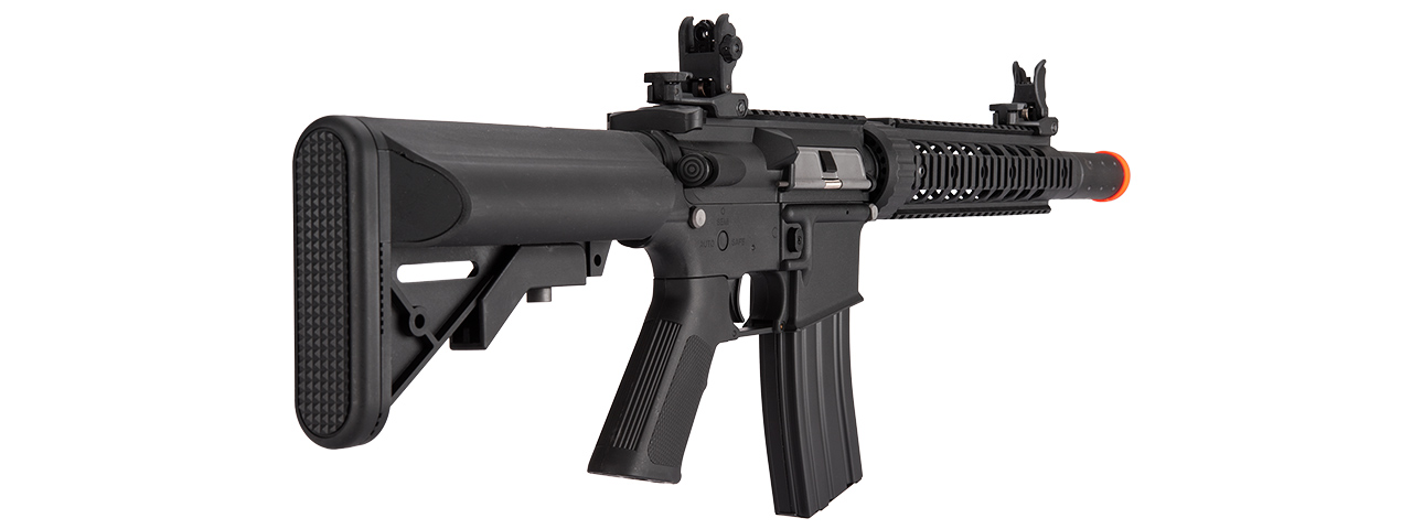 Lancer Tactical Low FPS Gen 2 10" M4 SD Carbine Airsoft AEG Rifle with Mock Suppressor (Color: Black)