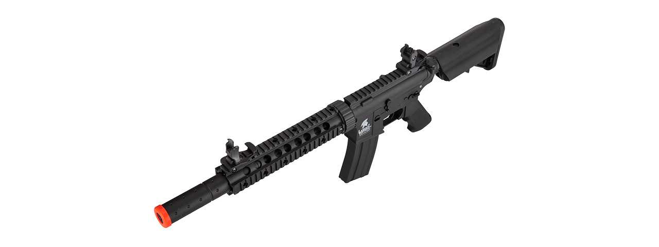 Lancer Tactical Low FPS Gen 2 10" M4 SD Carbine Airsoft AEG Rifle with Mock Suppressor (Color: Black) - Click Image to Close