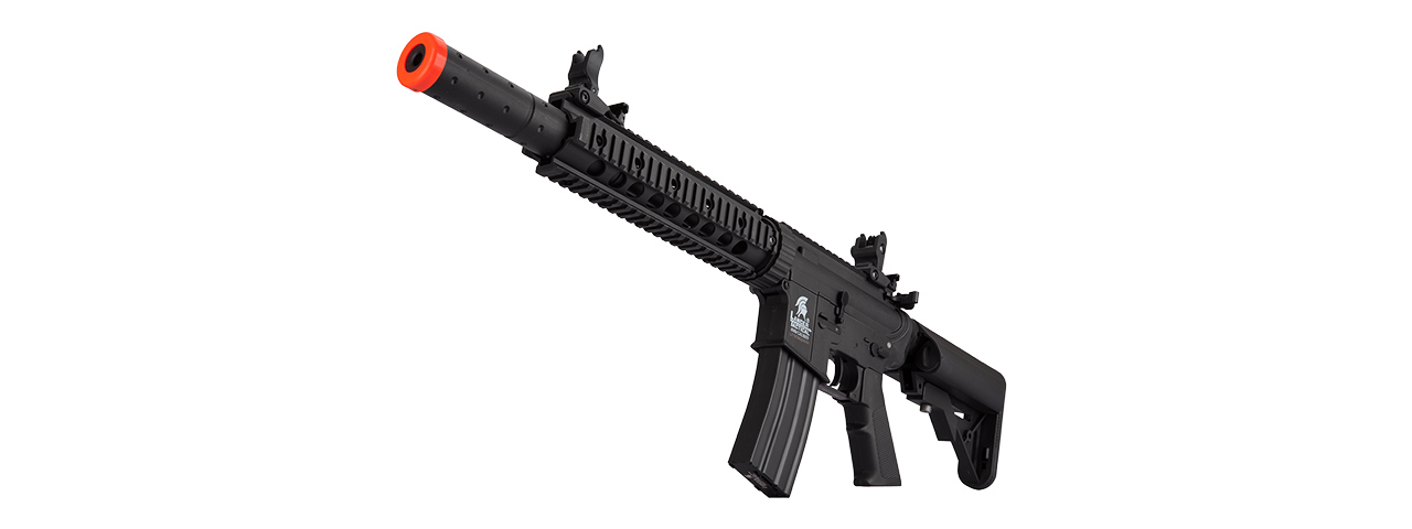 Lancer Tactical Low FPS Gen 2 10" M4 SD Carbine Airsoft AEG Rifle with Mock Suppressor (Color: Black) - Click Image to Close