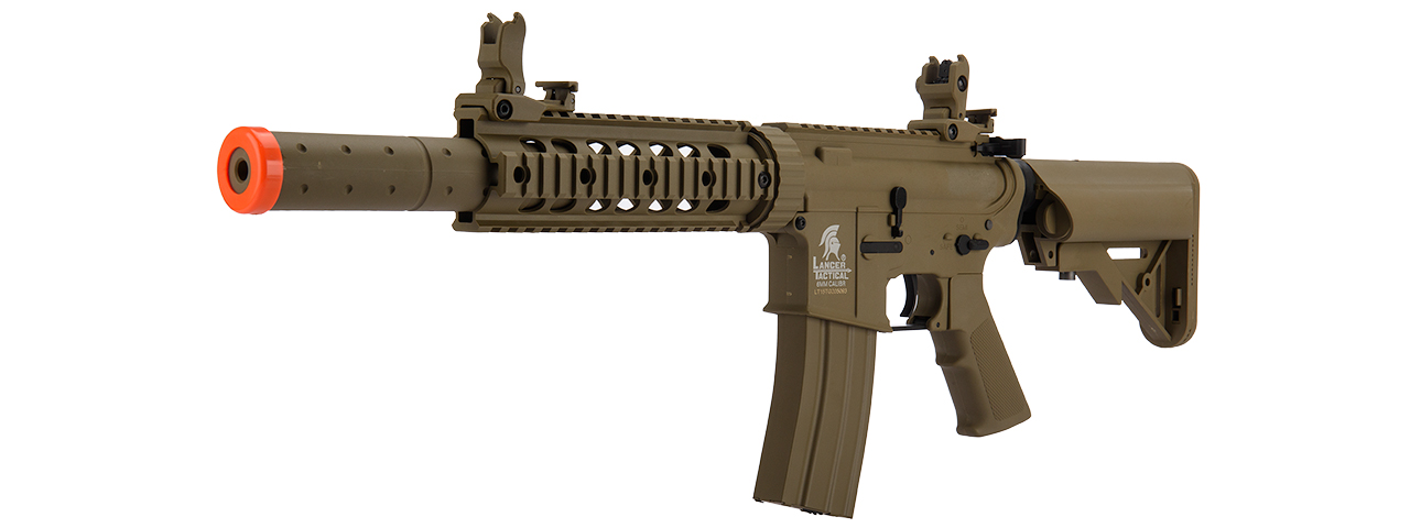 Lancer Tactical Low FPS Gen 2 M4 SD Carbine Airsoft AEG Rifle with Mock Suppressor (Color: Tan)