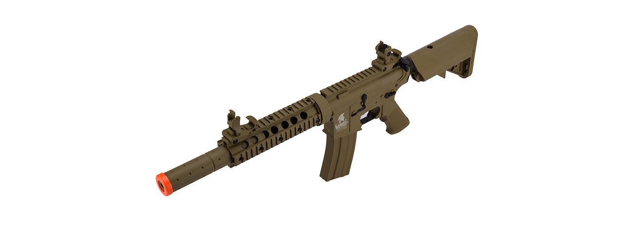 Lancer Tactical Low FPS Gen 2 M4 SD Carbine Airsoft AEG Rifle with Mock Suppressor (Color: Tan) - Click Image to Close