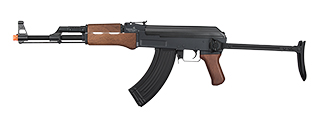 Lancer Tactical AK47 Airsoft AEG Rifle w/ Folding Stock, Battery & Charger (Color: Black / Faux Wood)